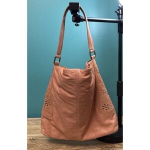 Limon Piel Leather Shoulder Bag Purse Handbag Soft Unstructured Boho Peach Pink